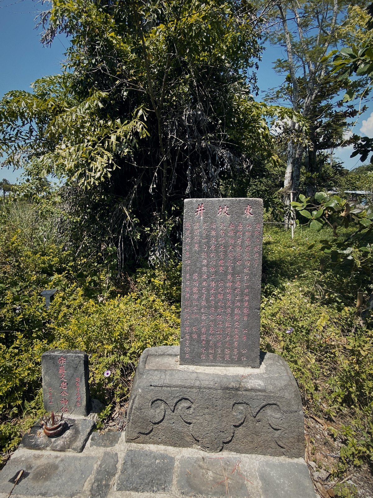 井边碑刻,刻着「东坡井」(实拍)